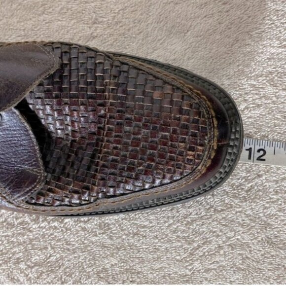 Vintage Brown Woven Leather Upper Lace Up Derby Shoes 12 - Picture 13 of 14